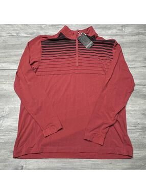 Levelwear Sweatshirt Mens XL Maroon Black Striped 1/4 Zip NWT Performance
